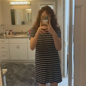 Madewell navy tee shirt dress with stripes